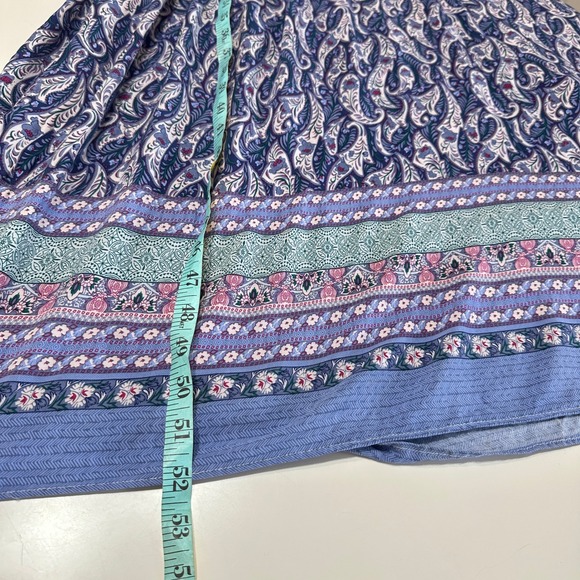 Few Moda Paisley Peasant Maxi Dress Womens S Blue Long Sleeve Boho Cottage Flowy - Picture 15 of 16